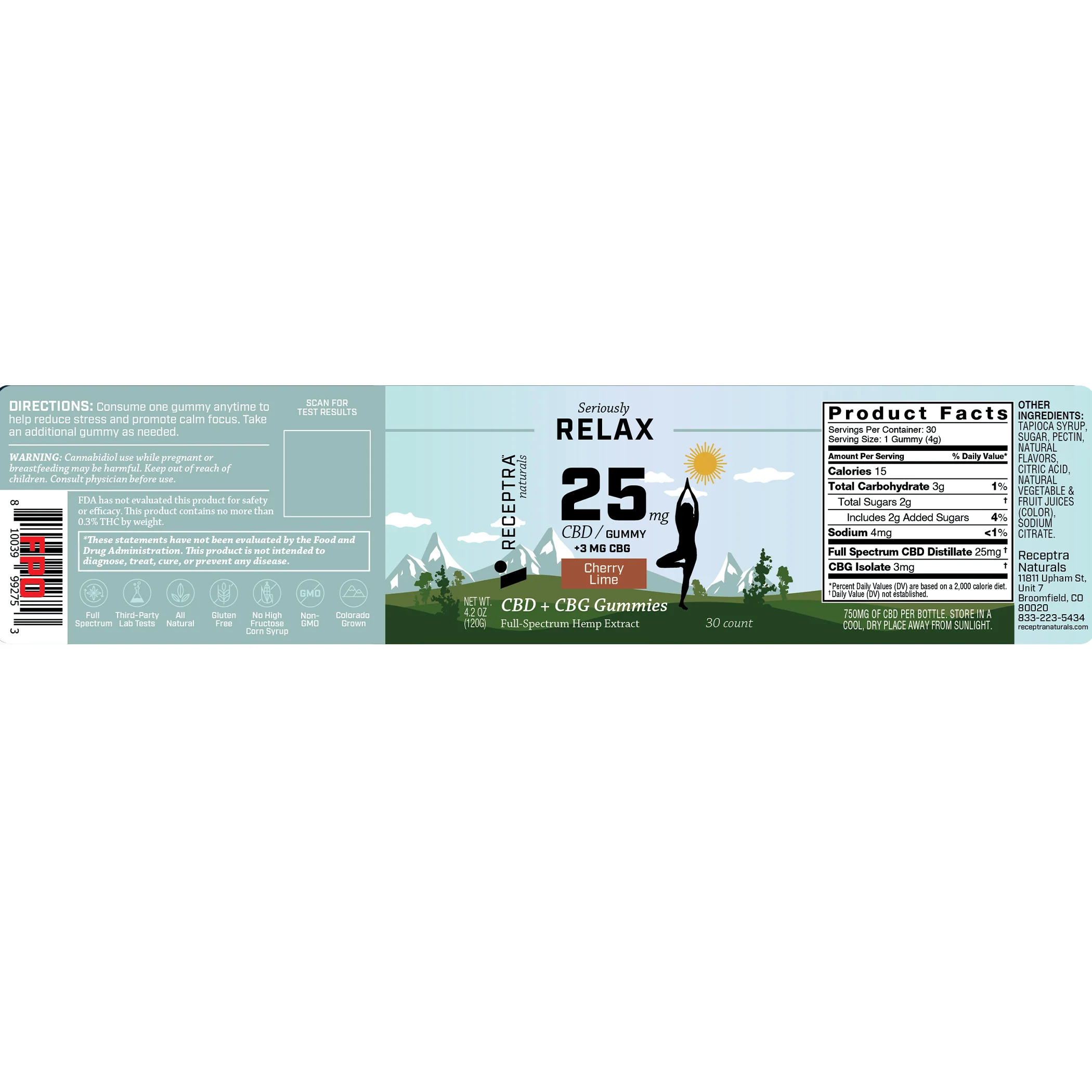 Relax 25mg  CBD + CBG Gummies / 30ct - Image 6