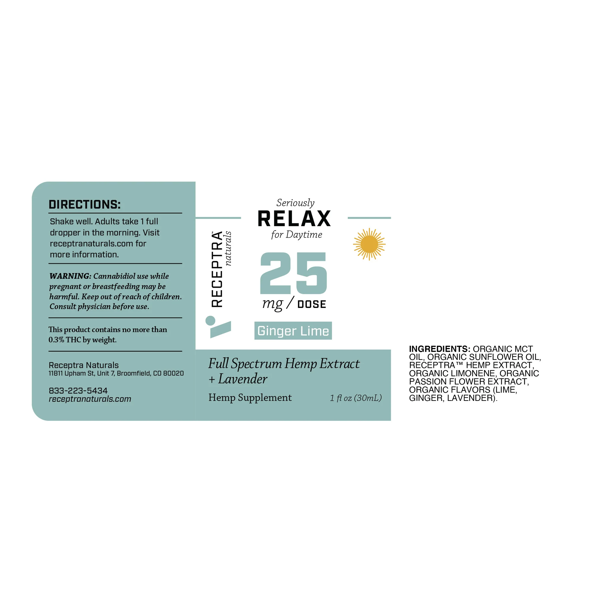 Relax CBD Oil + Lavender 25mg Ginger Lime - Image 8