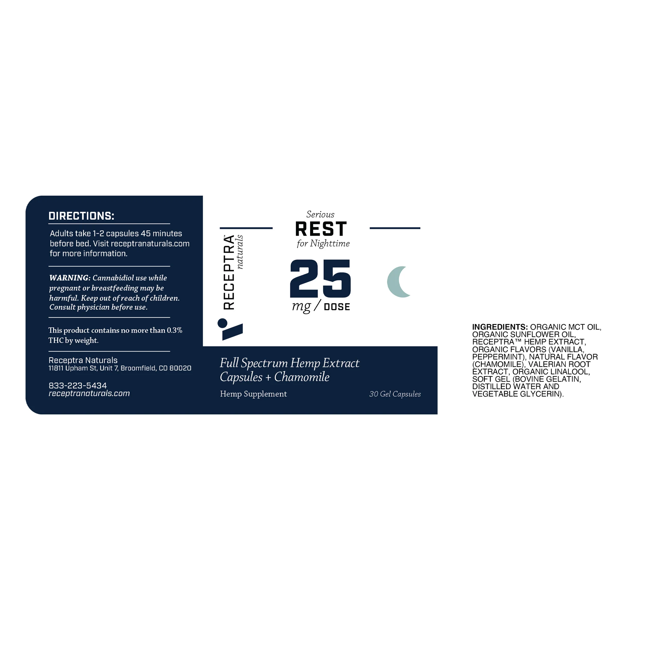 Rest CBD Capsules for Nighttime 25mg / 30ct - Image 7